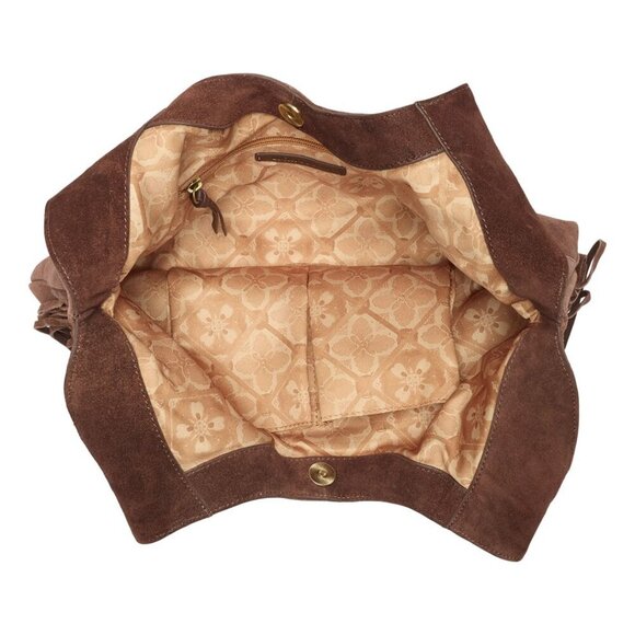 NWT $228 LUCKY BRAND Nyra Fringe Suede Tote Bag in Cappuccino Brown Western Boho - Picture 4 of 6